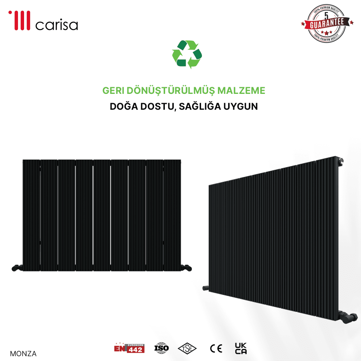 Carisa Monza Yatay Alüminyum Radyatör Modern Tasarım Antrasit - carisa