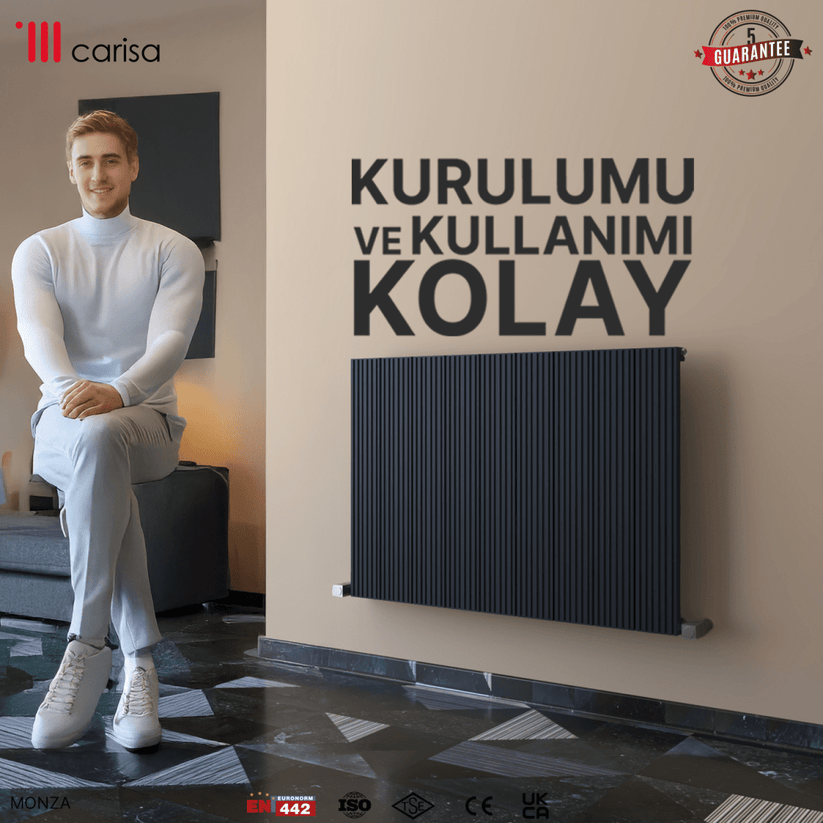 Carisa Monza Yatay Alüminyum Radyatör Modern Tasarım Antrasit - carisa