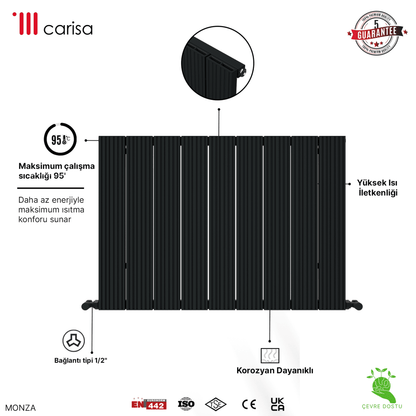 Carisa Monza Yatay Alüminyum Radyatör Modern Tasarım Antrasit - carisa