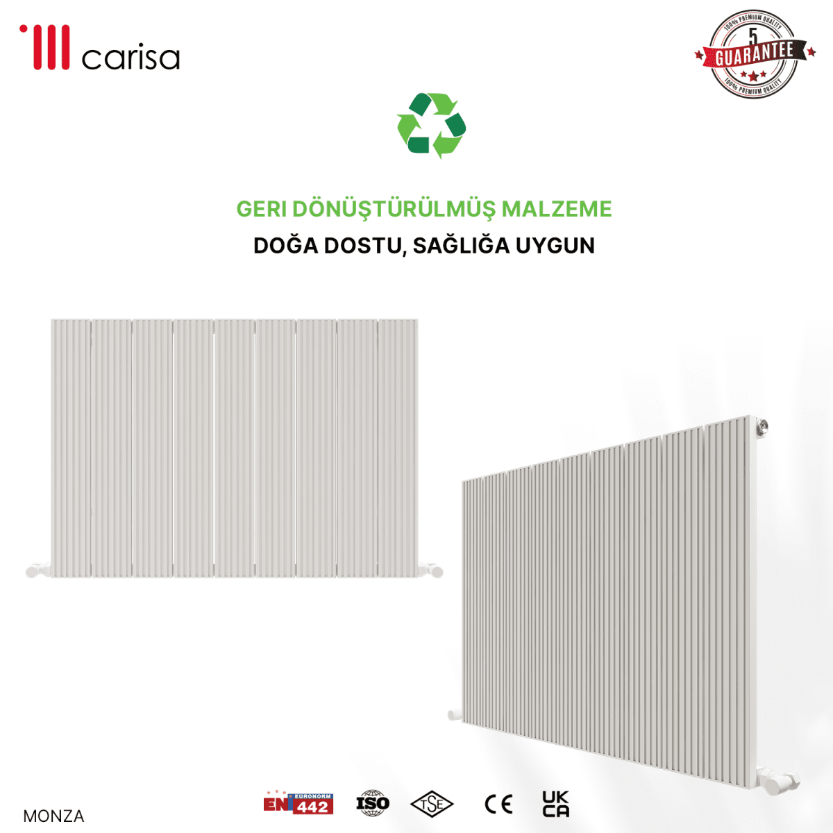 Carisa Monza Yatay Alüminyum Radyatör Modern Tasarım Beyaz - carisa