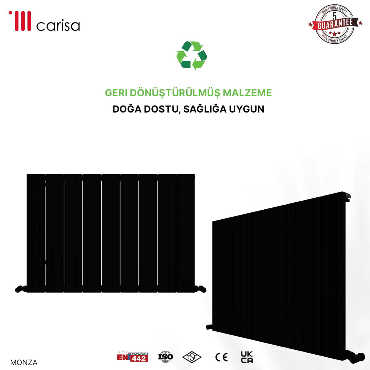 Carisa Monza Yatay Alüminyum Radyatör Modern Tasarım Siyah - carisa