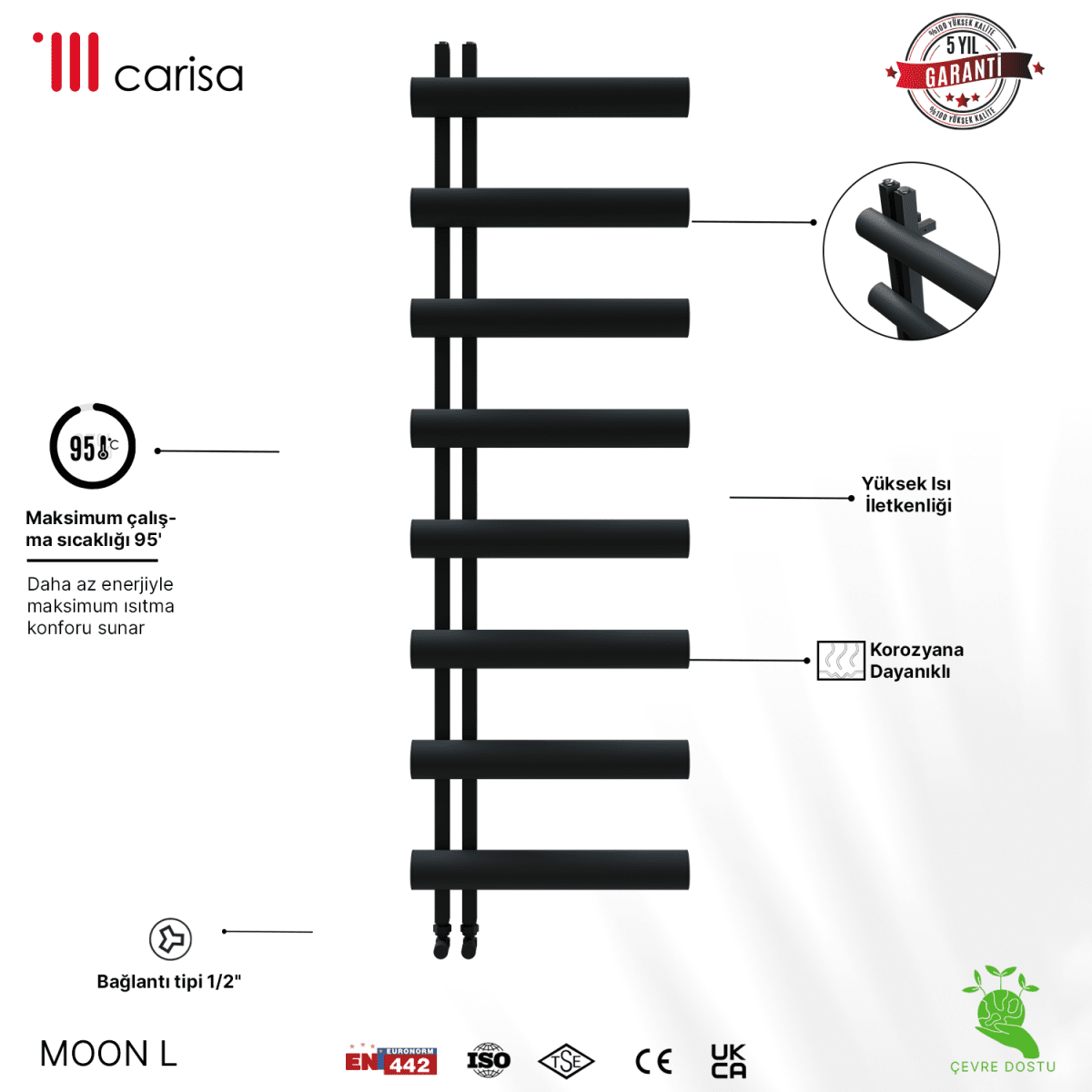 Carisa Moon L Alüminyum Havlupan Modern Tasarım Siyah - carisa