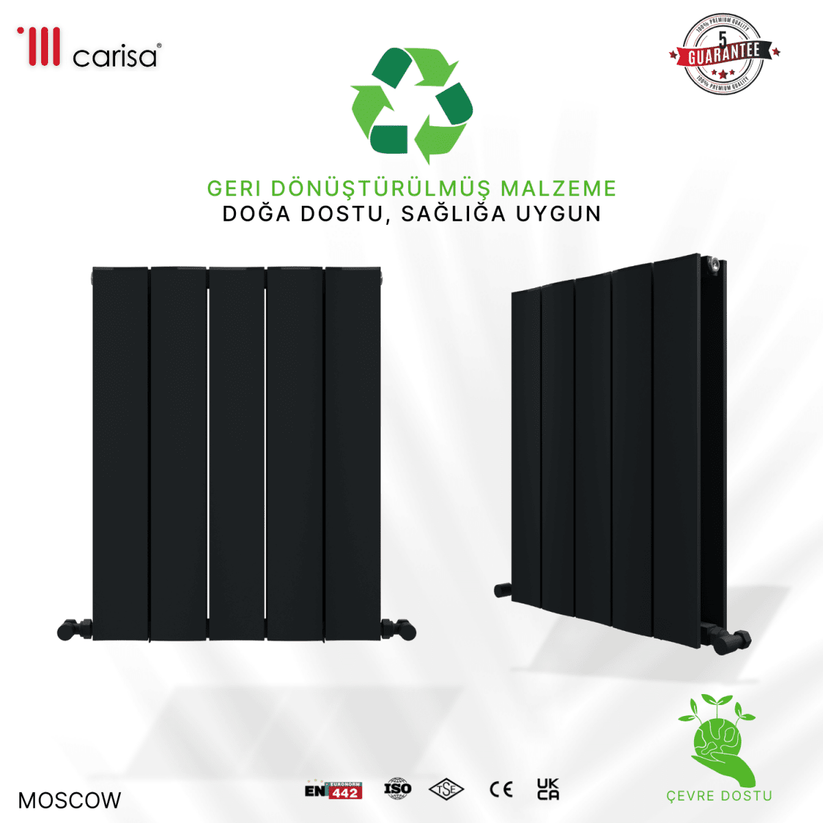 Carisa Moscow Alüminyum Radyatör Siyah Standart Bağlantı - carisa