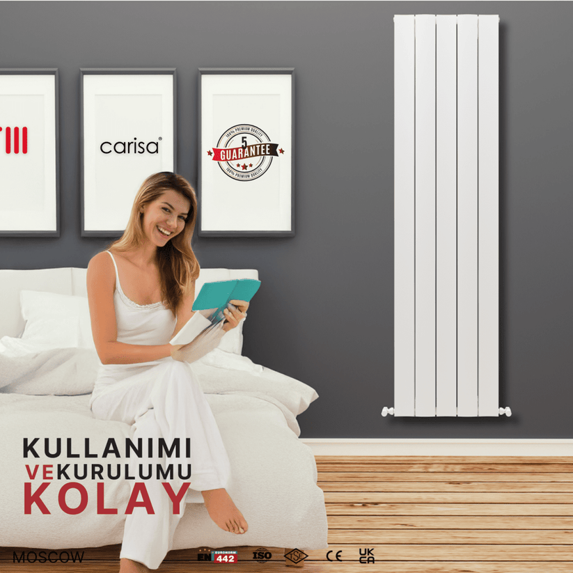 Carisa Moscow Dikey Alüminyum Radyatör Modern Tasarım Beyaz - carisa