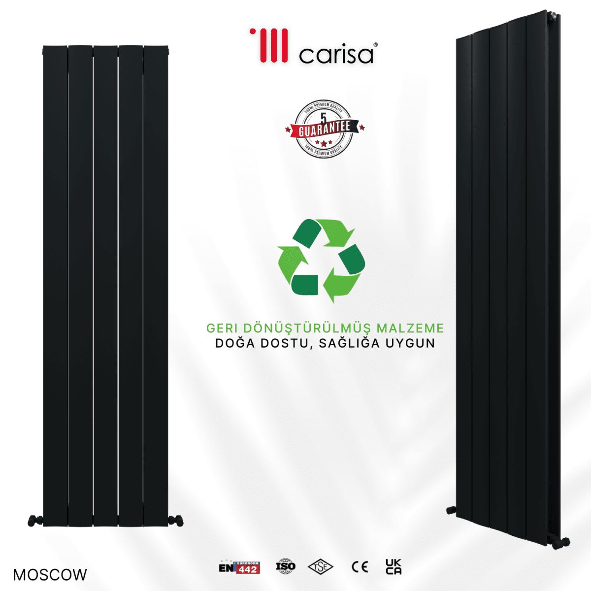 Carisa Moscow Dikey Alüminyum Radyatör Modern Tasarım Siyah - carisa