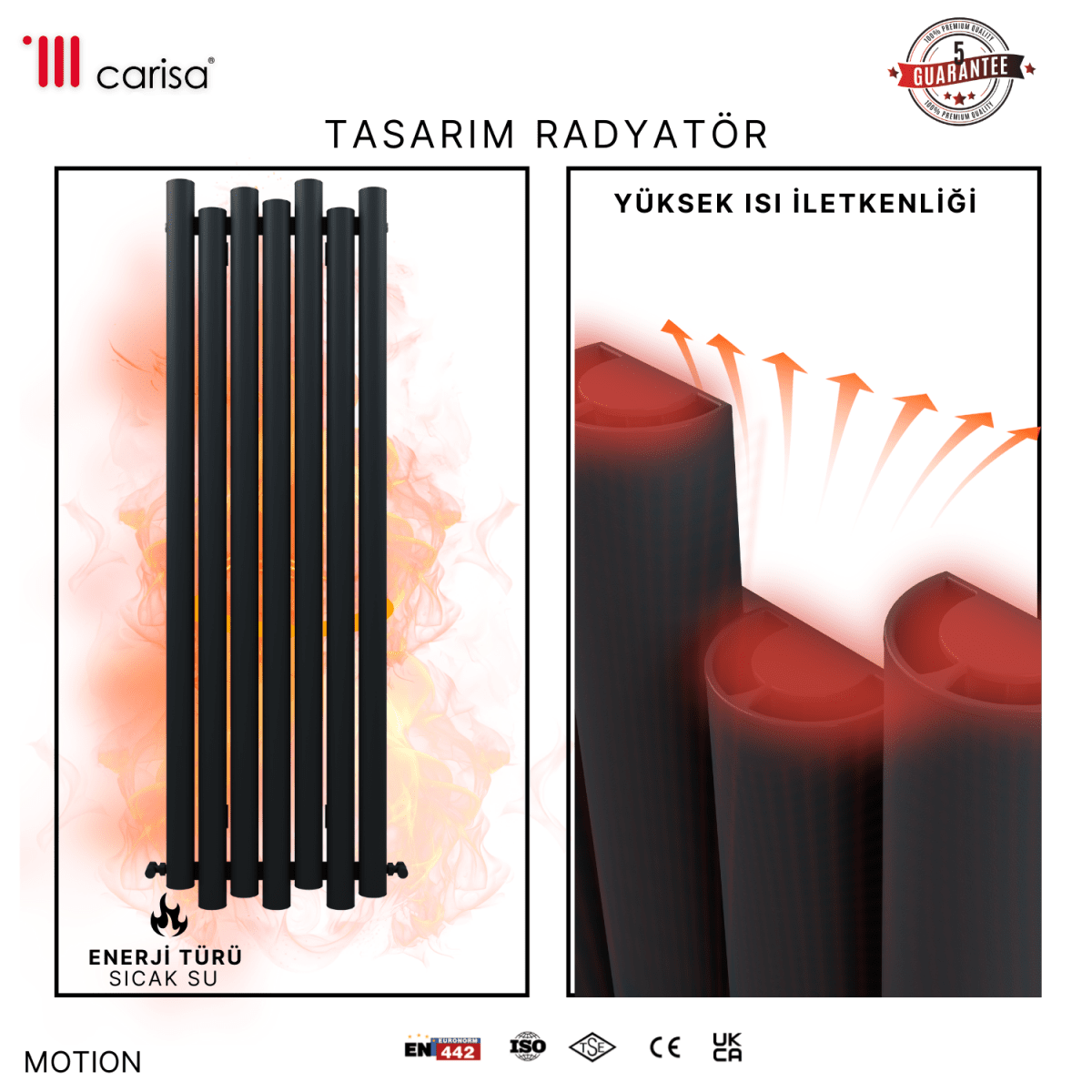Carisa Motion Dikey Alüminyum Radyatör Modern Tasarım Antrasit - carisa