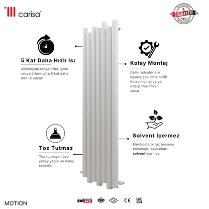 Carisa Motion Dikey Alüminyum Radyatör Modern Tasarım Beyaz - carisa