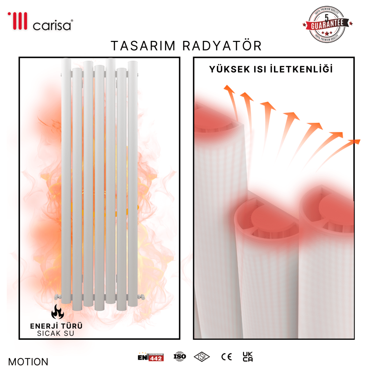 Carisa Motion Dikey Alüminyum Radyatör Modern Tasarım Beyaz - carisa