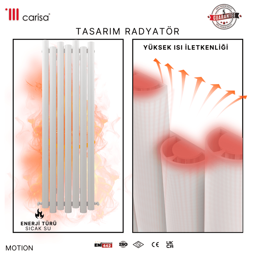Carisa Motion Dikey Alüminyum Radyatör Modern Tasarım Beyaz - carisa