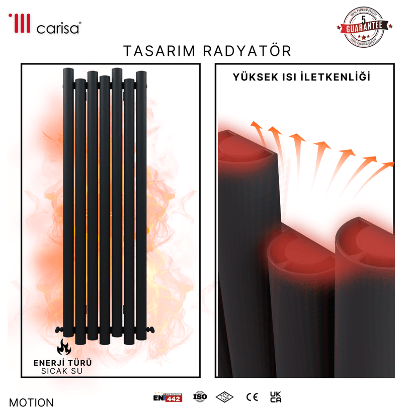 Carisa Motion Dikey Alüminyum Radyatör Modern Tasarım Siyah. - carisa