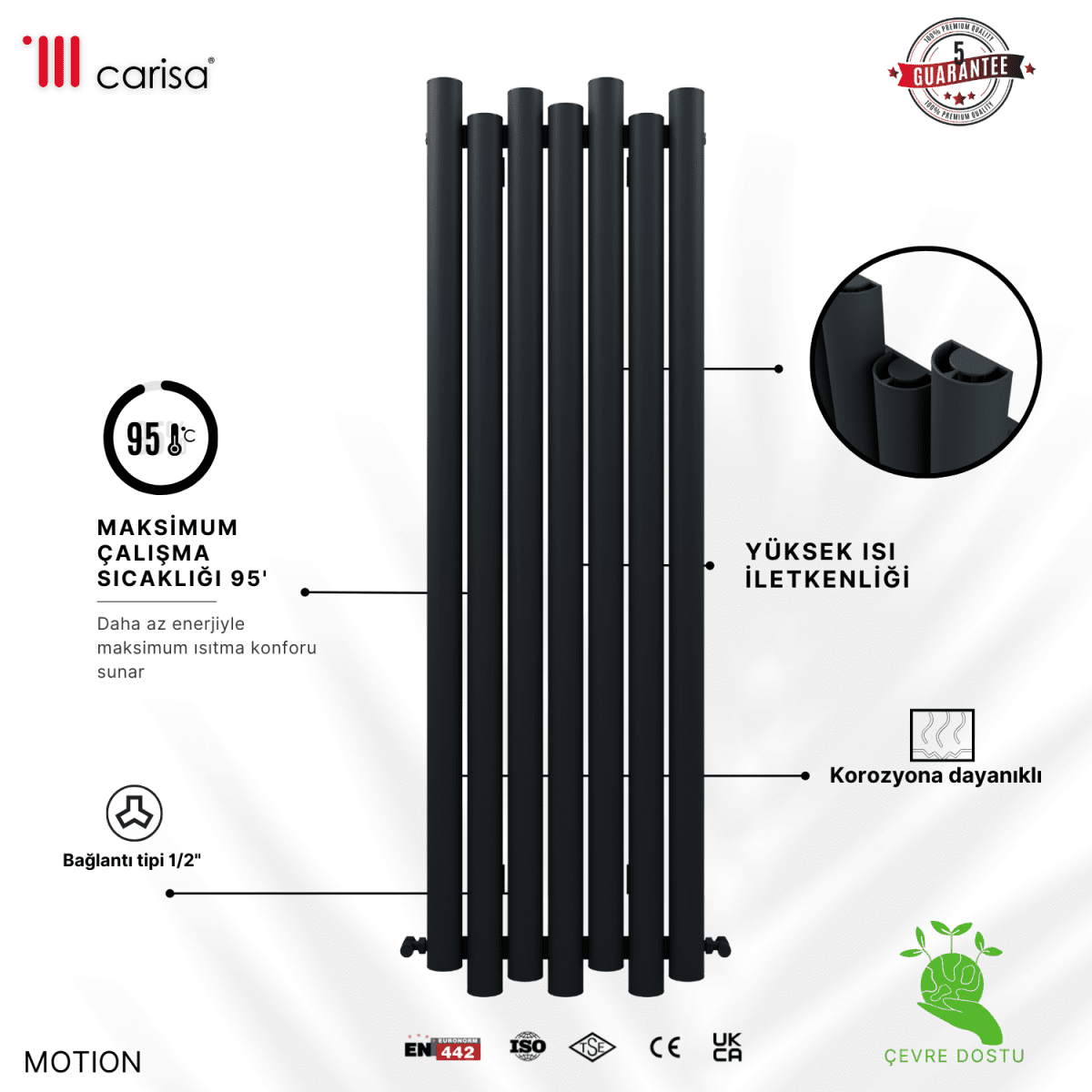 Carisa Motion Dikey Alüminyum Radyatör Modern Tasarım Siyah. - carisa