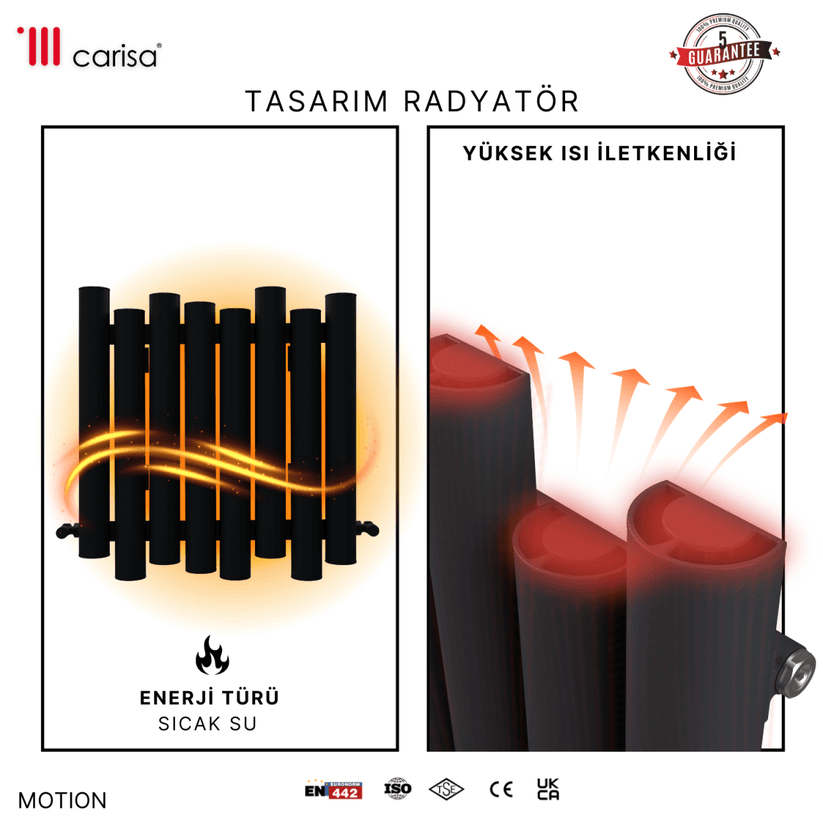 Carisa Motion Yatay Alüminyum Radyatör Modern Tasarım Siyah - carisa