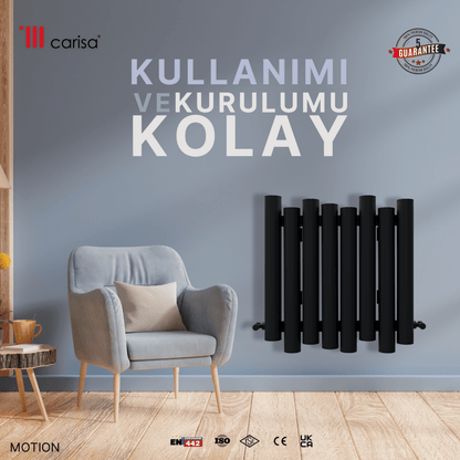 Carisa Motion Yatay Alüminyum Radyatör Modern Tasarım Siyah - carisa
