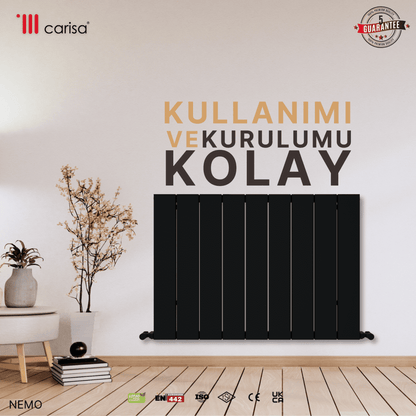 Carisa Nemo Alüminyum Radyatör Siyah Standart Bağlantı - carisa