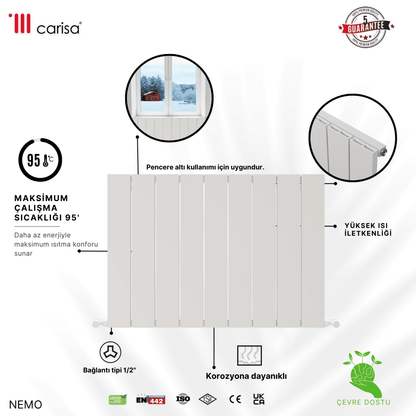 Carisa Nemo Alüminyum Radyatör Beyaz Standart Bağlantı - carisa