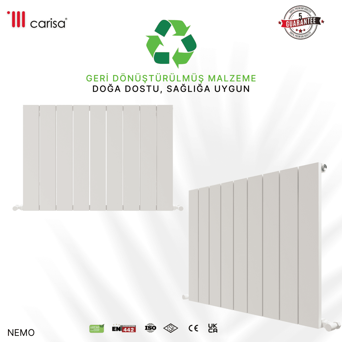 Carisa Nemo Alüminyum Radyatör Beyaz Standart Bağlantı - carisa