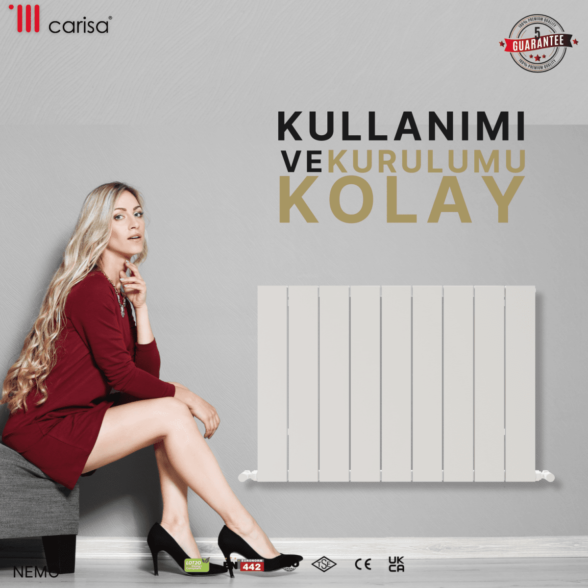 Carisa Nemo Alüminyum Radyatör Beyaz Standart Bağlantı - carisa