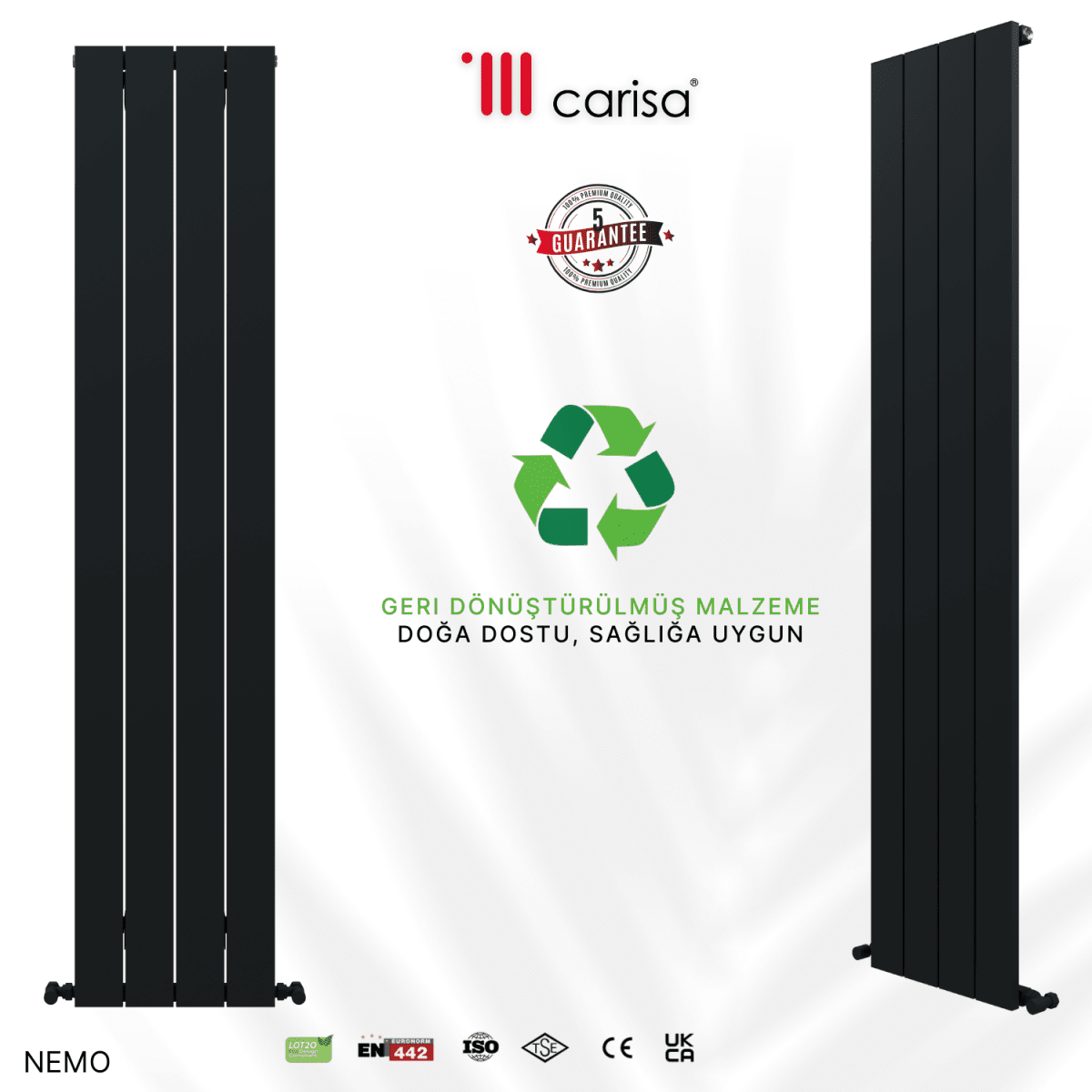 Carisa Nemo Dikey Alüminyum Radyatör Modern Tasarım Antrasit - carisa