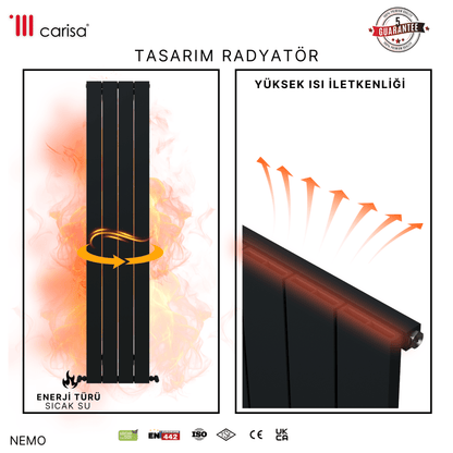 Carisa Nemo Dikey Alüminyum Radyatör Modern Tasarım Antrasit - carisa