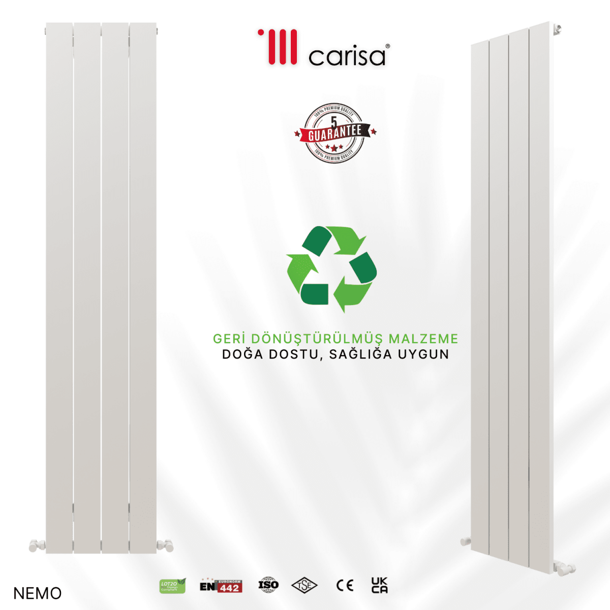 Carisa Nemo Dikey Alüminyum Radyatör Modern Tasarım Beyaz - carisa