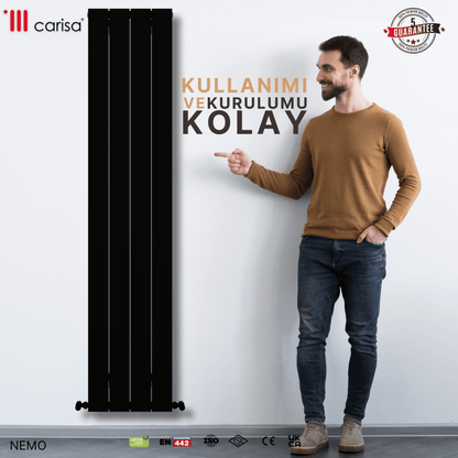 Carisa Nemo Dikey Alüminyum Radyatör Modern Tasarım Siyah - carisa