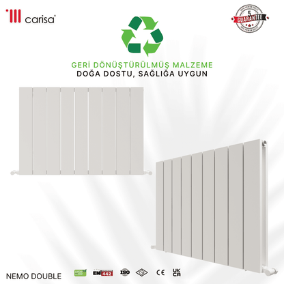 Carisa Nemo Double Alüminyum Radyatör Beyaz Standart Bağlantı - carisa