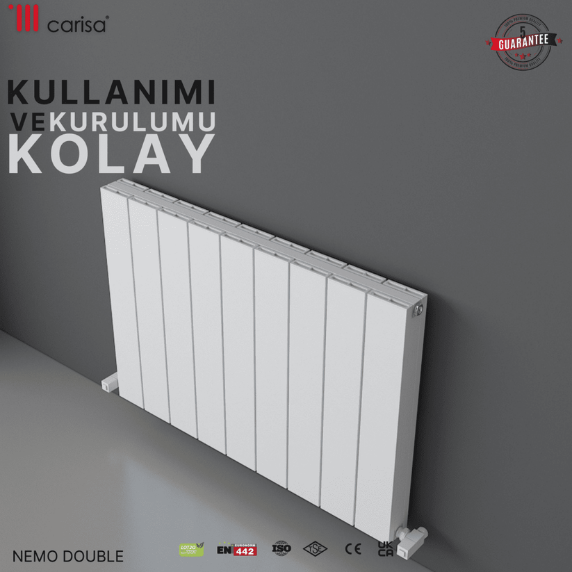 Carisa Nemo Double Alüminyum Radyatör Beyaz Standart Bağlantı - carisa