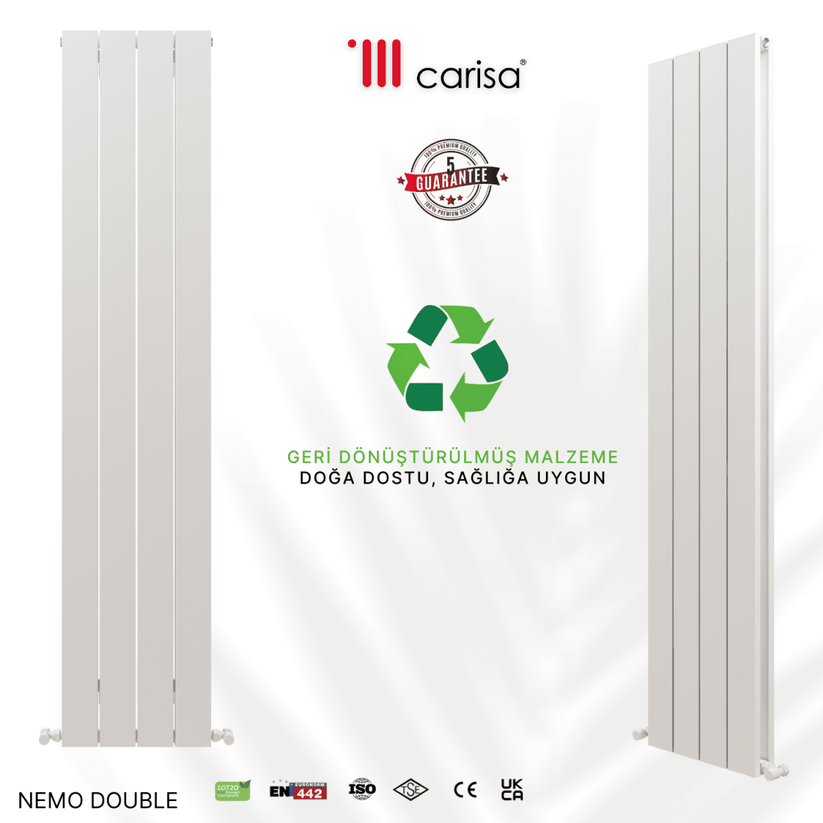 Carisa Nemo Double Alüminyum Radyatör Beyaz Standart Bağlantı - carisa