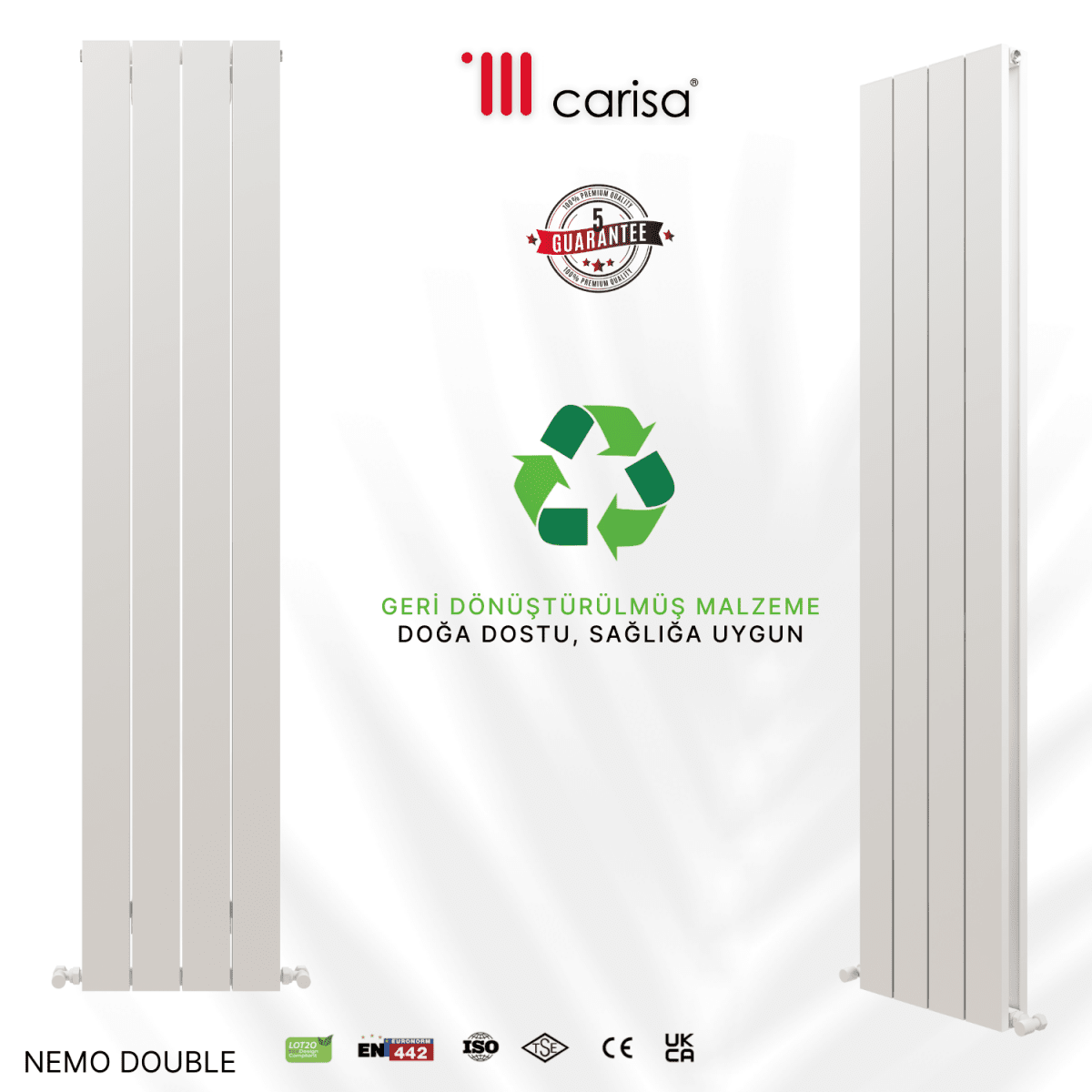 Carisa Nemo Double Alüminyum Radyatör Beyaz Standart Bağlantı - carisa