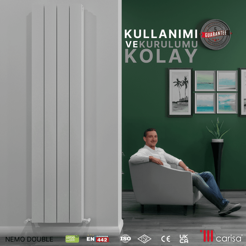 Carisa Nemo Double Alüminyum Radyatör Beyaz Standart Bağlantı - carisa