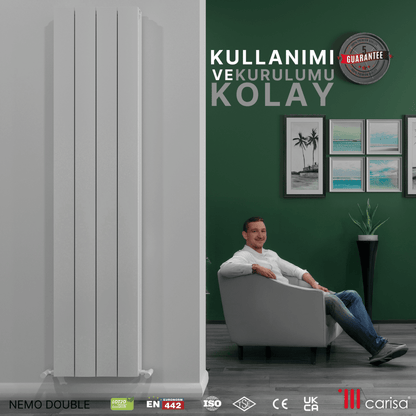 Carisa Nemo Double Alüminyum Radyatör Beyaz Standart Bağlantı - carisa