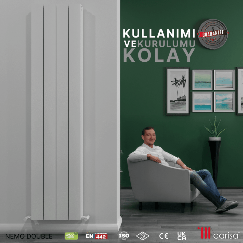 Carisa Nemo Double Alüminyum Radyatör Beyaz Standart Bağlantı - carisa