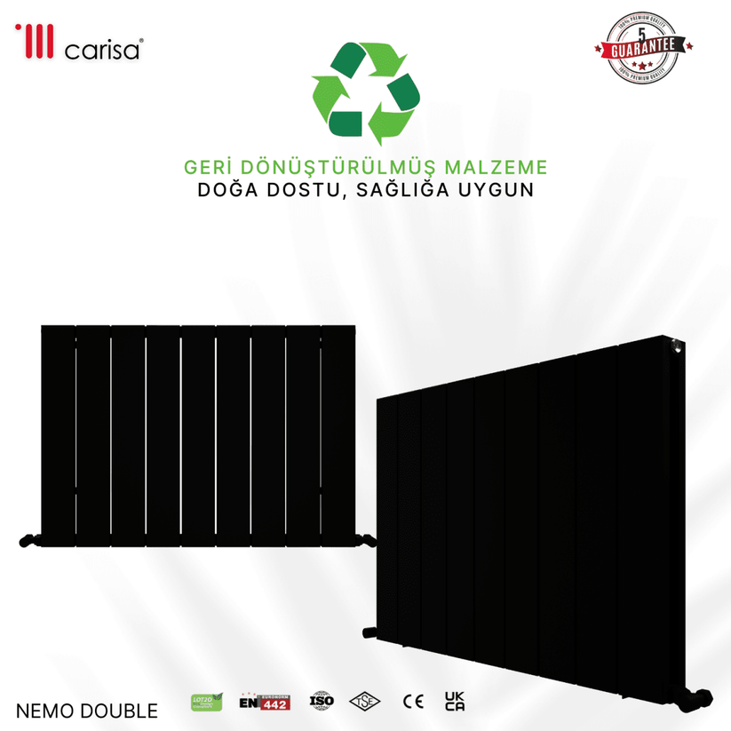 Carisa Nemo Double Alüminyum Radyatör Siyah Standart Bağlantı - carisa