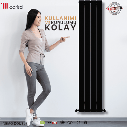 Carisa Nemo Double Alüminyum Radyatör Siyah Standart Bağlantı - carisa