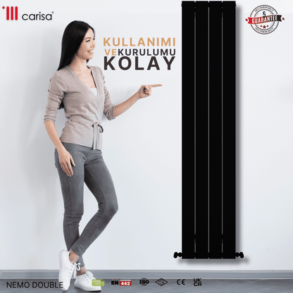 Carisa Nemo Double Alüminyum Radyatör Siyah Standart Bağlantı - carisa