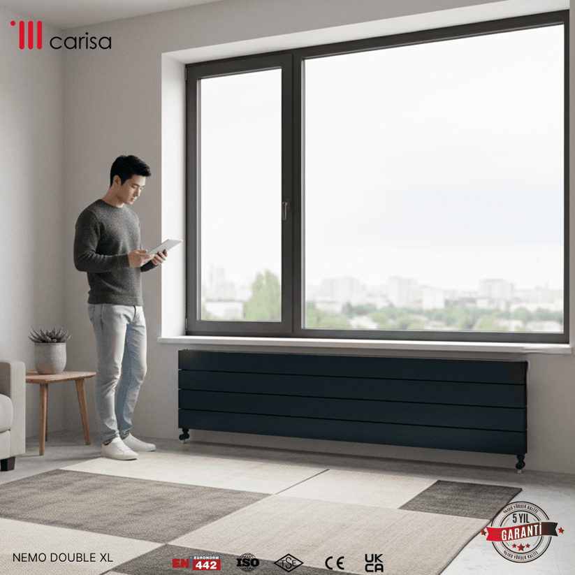 Carisa Nemo Double Xl Yatay Alüminyum Radyatör Modern Tasarım Antrasit - carisa