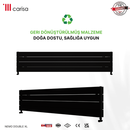 Carisa Nemo Double Xl Yatay Alüminyum Radyatör Modern Tasarım Siyah - carisa