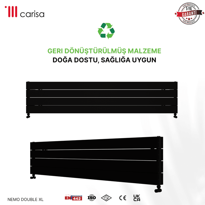 Carisa Nemo Double Xl Yatay Alüminyum Radyatör Modern Tasarım Siyah - carisa