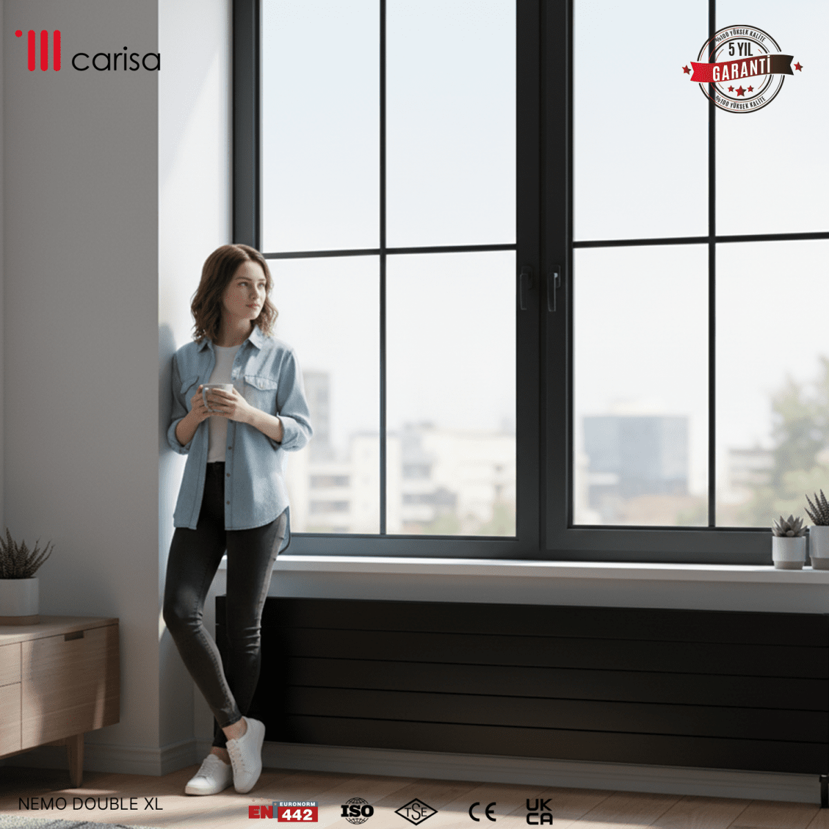 Carisa Nemo Double Xl Yatay Alüminyum Radyatör Modern Tasarım Siyah - carisa