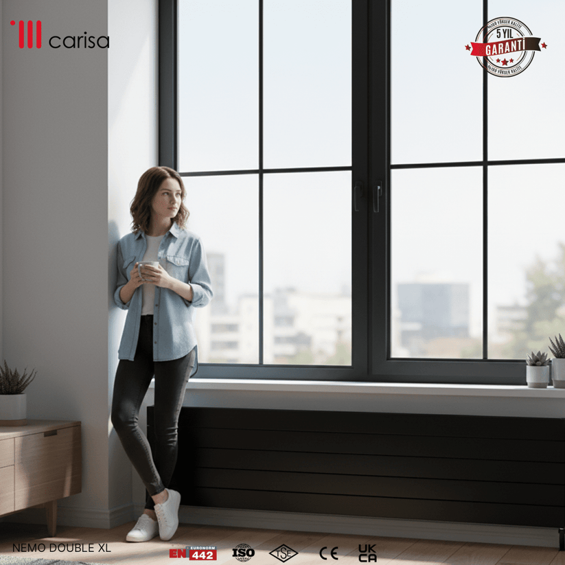 Carisa Nemo Double Xl Yatay Alüminyum Radyatör Modern Tasarım Siyah - carisa