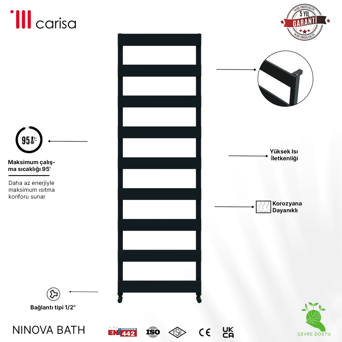 Carisa Ninova Bath Alüminyum Havlupan Modern Tasarım Antrasit - carisa