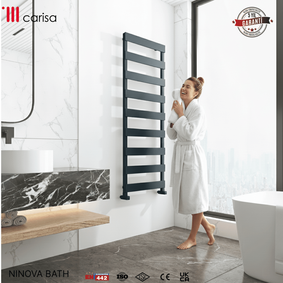 Carisa Ninova Bath Alüminyum Havlupan Modern Tasarım Antrasit - carisa