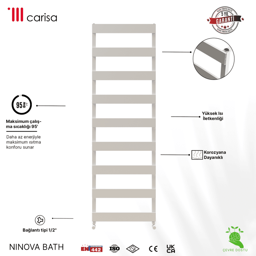 Carisa Ninova Bath Alüminyum Havlupan Modern Tasarım Beyaz - carisa