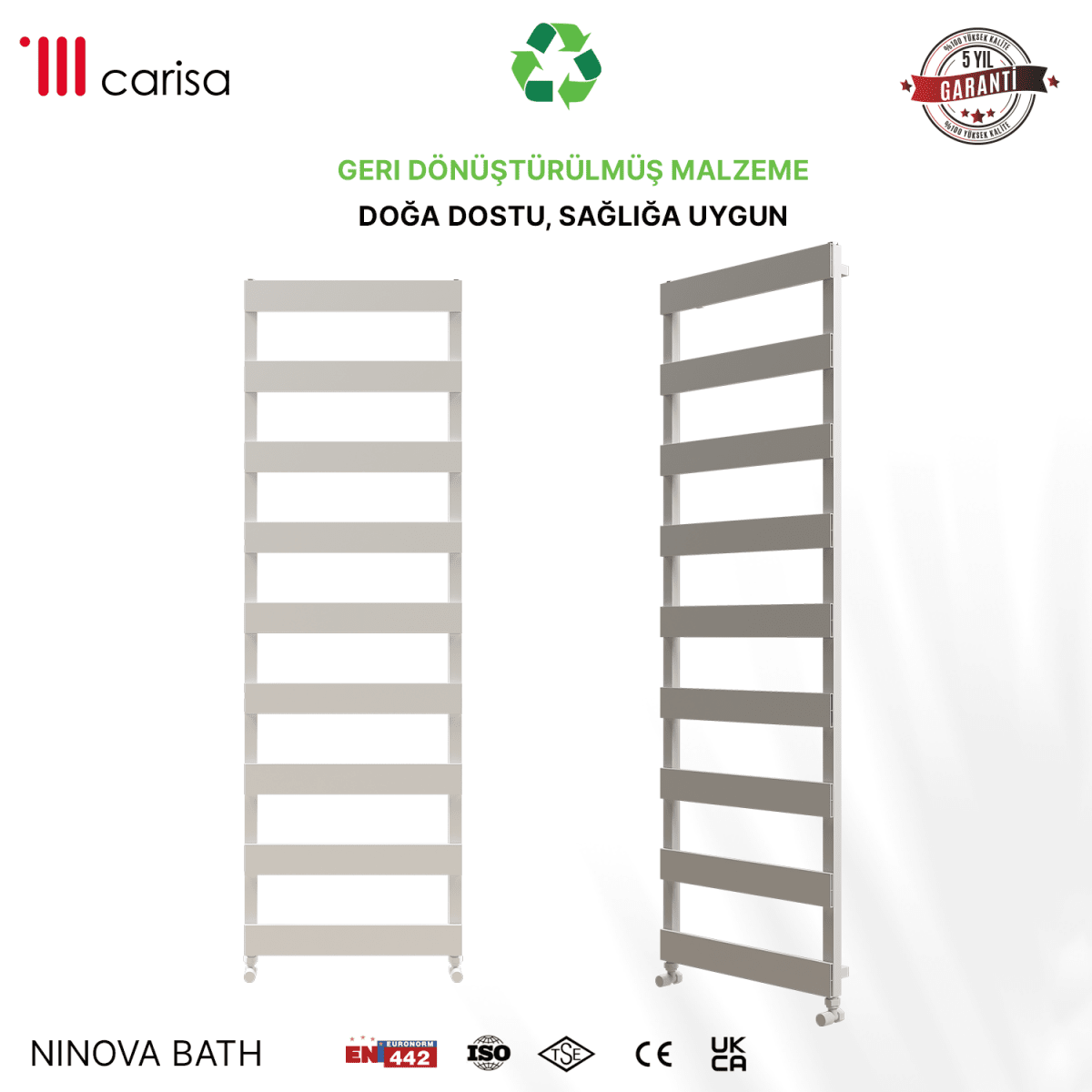 Carisa Ninova Bath Alüminyum Havlupan Modern Tasarım Beyaz - carisa