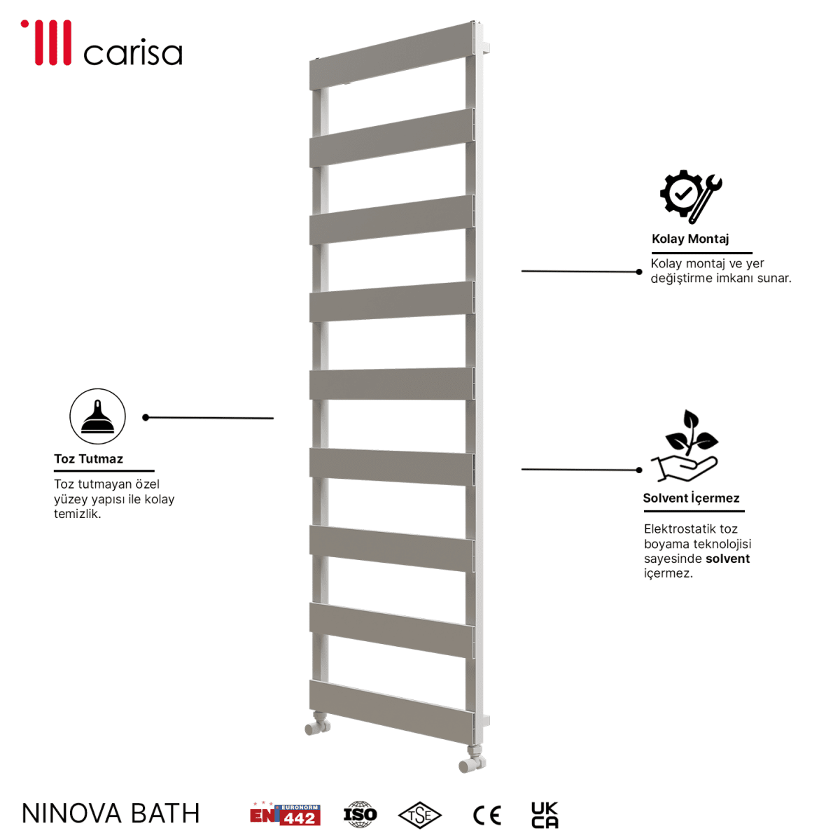 Carisa Ninova Bath Alüminyum Havlupan Modern Tasarım Beyaz - carisa