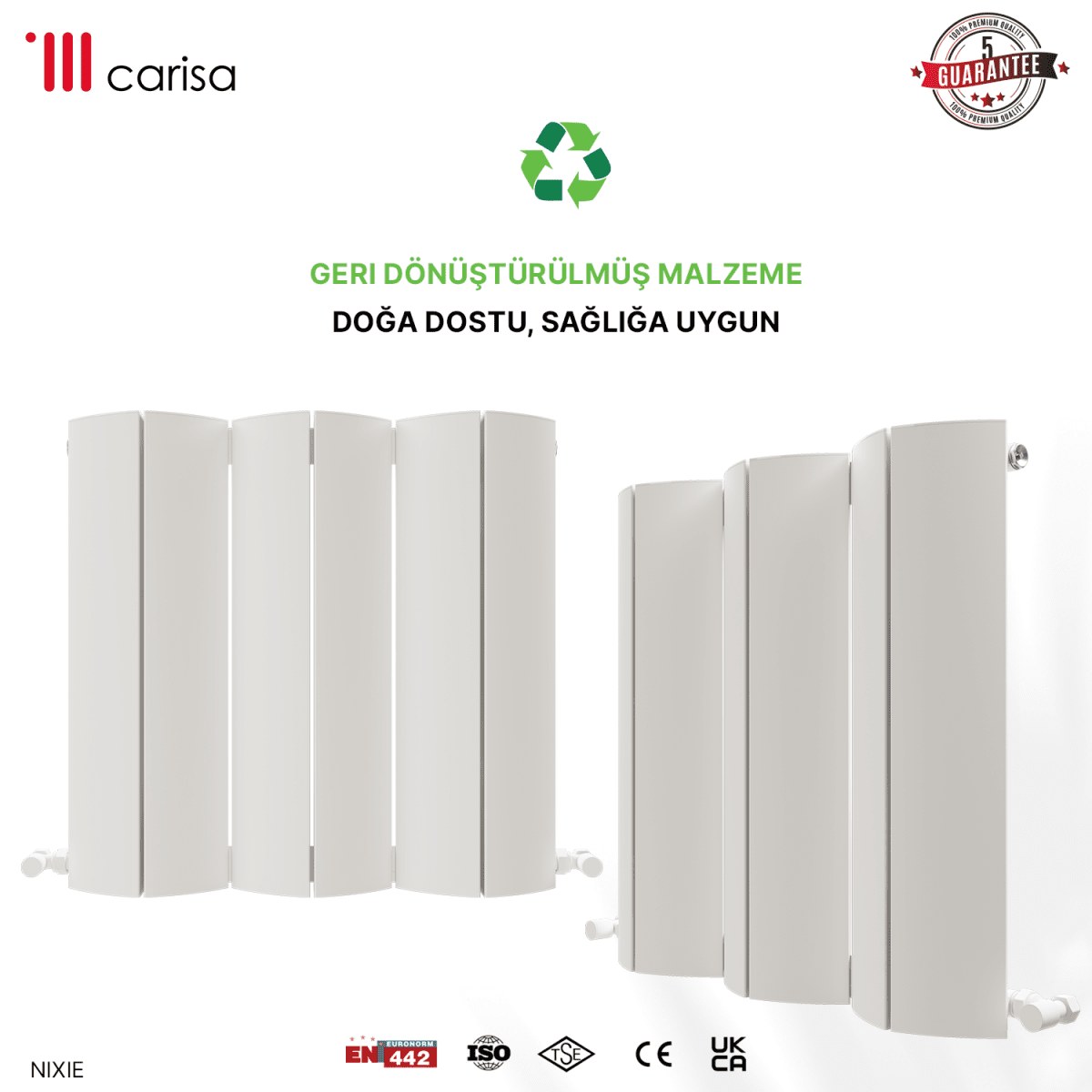 Carisa Nixie Yatay Alüminyum Radyatör Modern Tasarım Beyaz - carisa