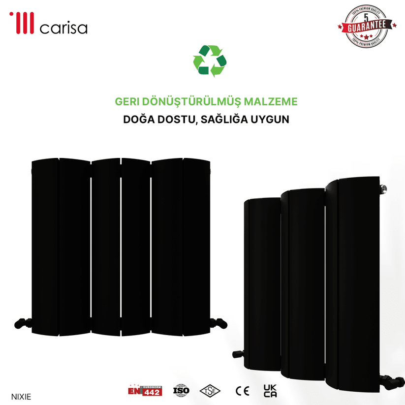 Carisa Nixie Yatay Alüminyum Radyatör Modern Tasarım Siyah - carisa
