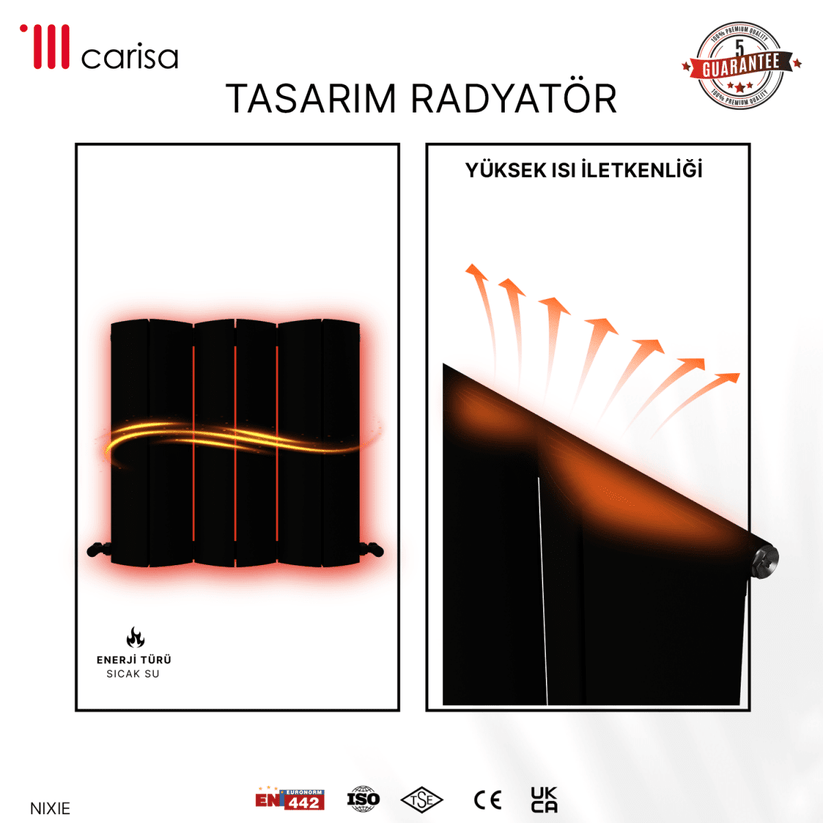 Carisa Nixie Yatay Alüminyum Radyatör Modern Tasarım Siyah - carisa