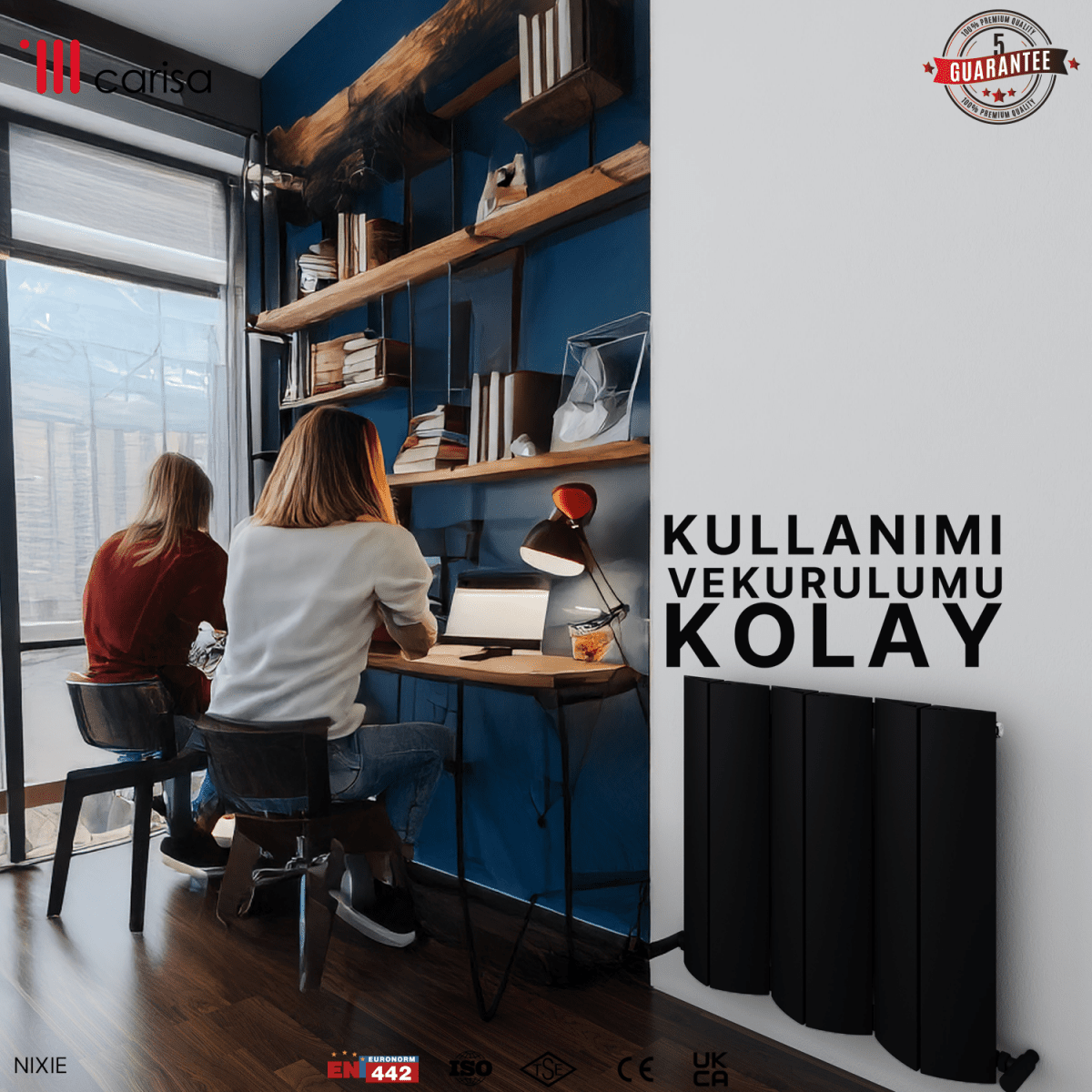 Carisa Nixie Yatay Alüminyum Radyatör Modern Tasarım Siyah - carisa