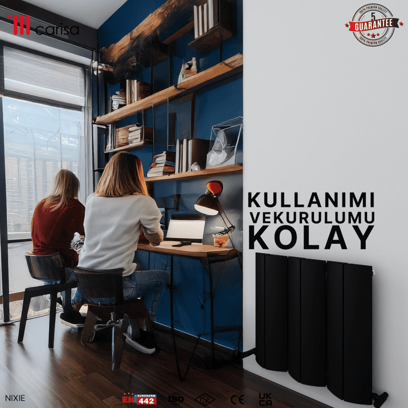 Carisa Nixie Yatay Alüminyum Radyatör Modern Tasarım Siyah - carisa